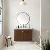 James Martin Vanities Amberly 36in Single Vanity, Mid-Century Walnut w/ 3 CM White Zeus Top 670-V36-WLT-3WZ